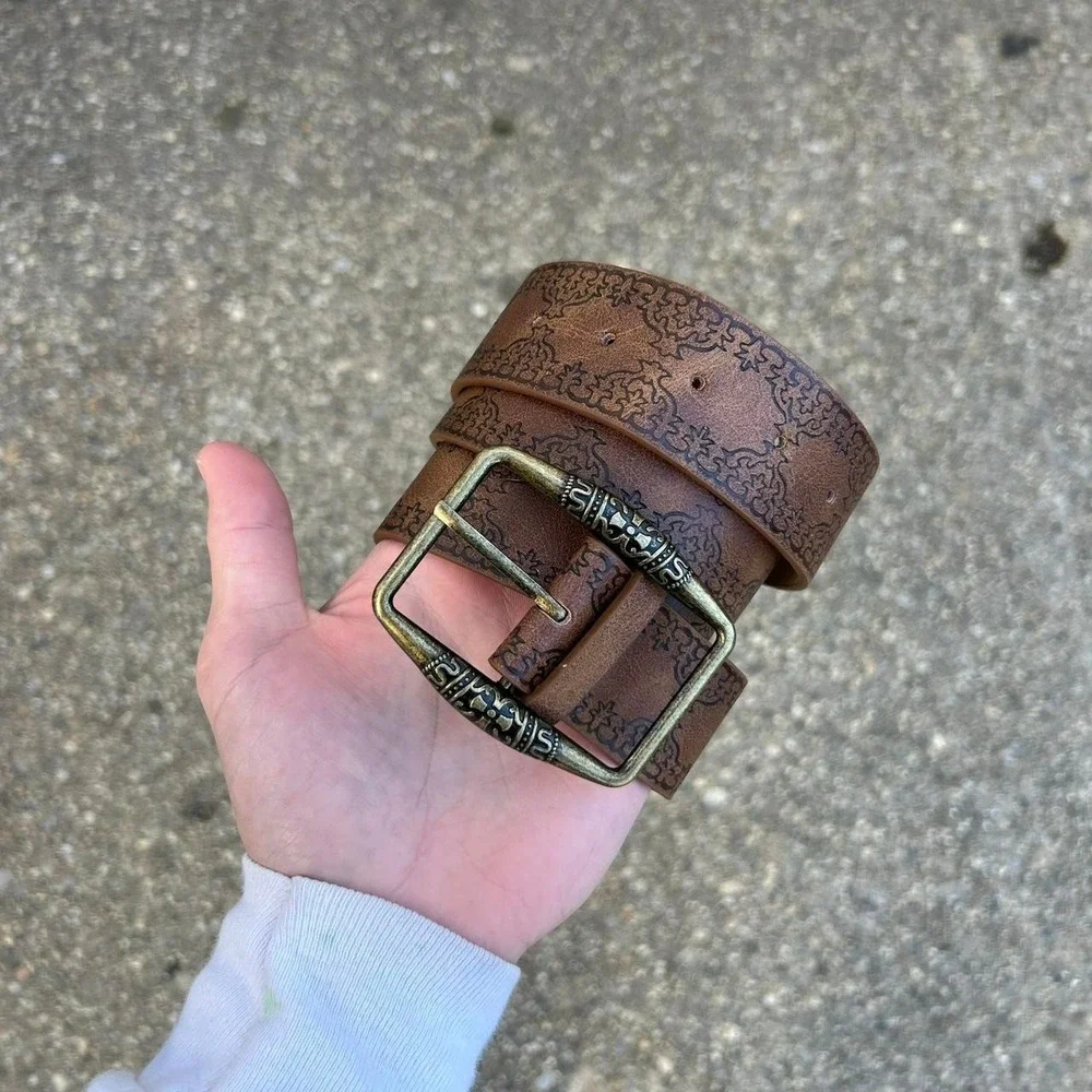 Vintage style brown american western floral rustic boho belt